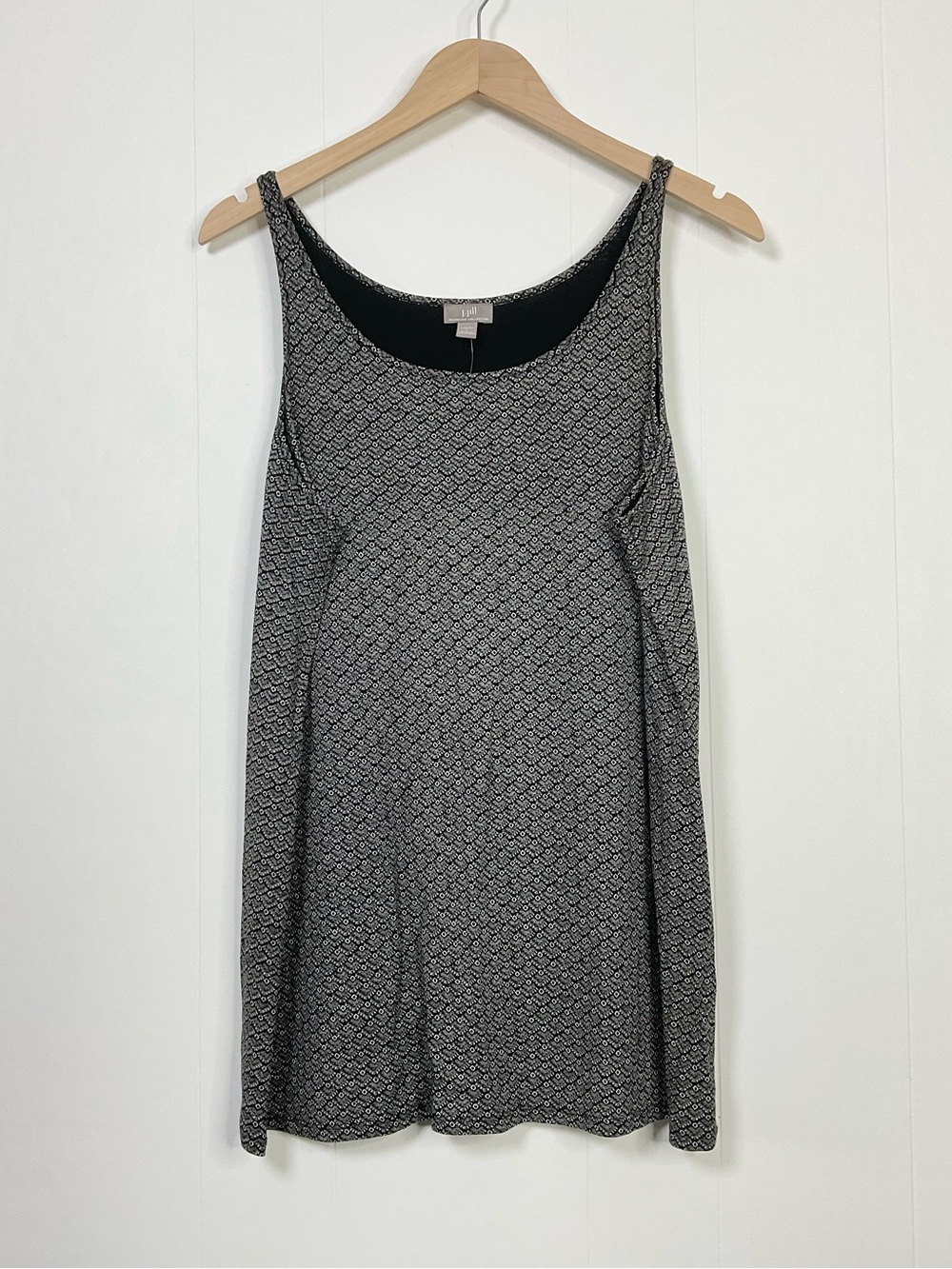 J. Jill Wearever Collection Black Geo Print Tank Top Large